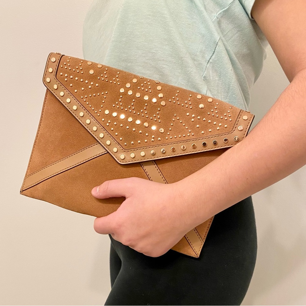 Rebecca Minkoff Suede Leather Leo Envelope Clutch